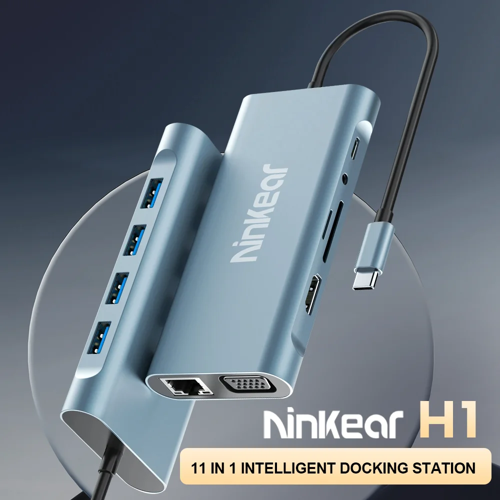 Ninkear 11-in-1 Dockingstation HD-Auflösung 4K 30Hz USB2.0*3 USB3.0*1 VGA-Auflösung 1080P/60Hz Aluminiumlegierungsgehäuse