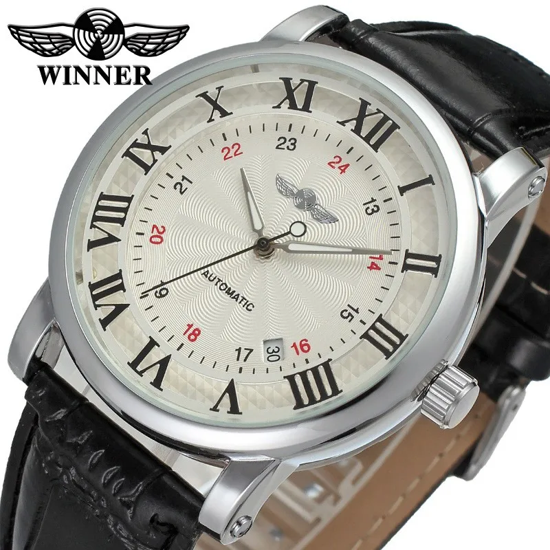 2024 Fashion Winner Top Brand Luxury Men\'s Genuine Leather Calendar Waterproof Fully Automatic Mechanical Business Wrist Watches