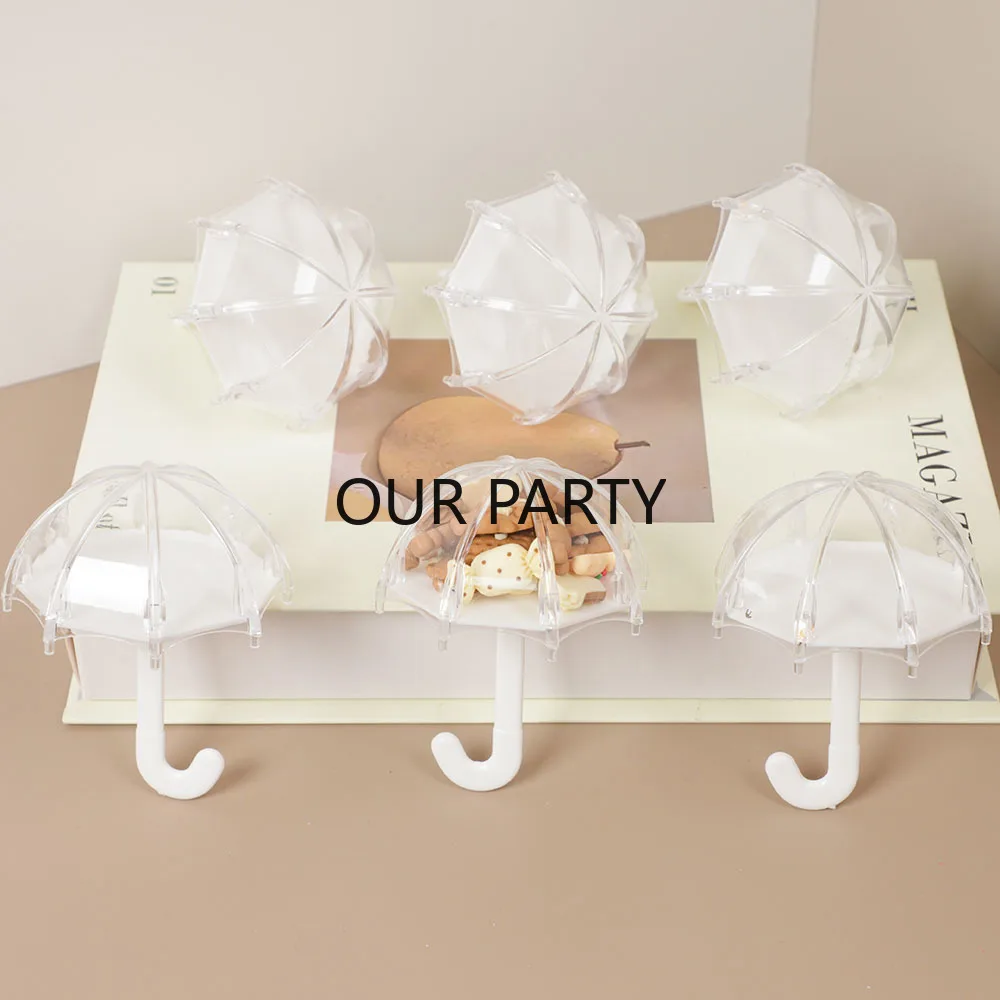 6/12Pcs Mini Umbrella Shape Plastic Candy Box Transparent Gift Packing Boxes for Kids Birthday Baby Shower Wedding Party Decor