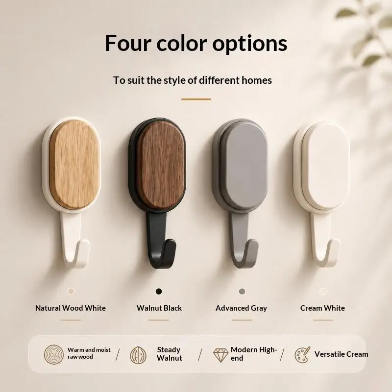 New Wood Grain Wall Hooks Self Adhesive Key Coat Bag Hanger Hook Bathroom Kitchen Door Robe Towel Storage Rack Hook Accessories