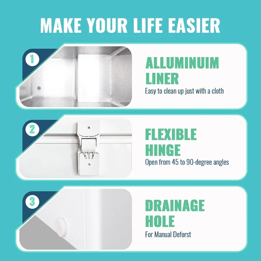 Compact Small Mini Deep Freezer with Top Open Door and Electronic Control for Home Garage Basement Storage Energy-Efficient and