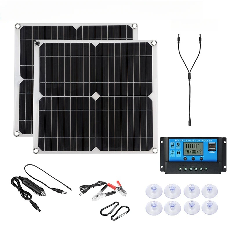 300W Solar Panel DC12V Solar Charging Portable Outdoor Camping Hiking Mobile Phone Computer Battery Fast Charging Solar Kit