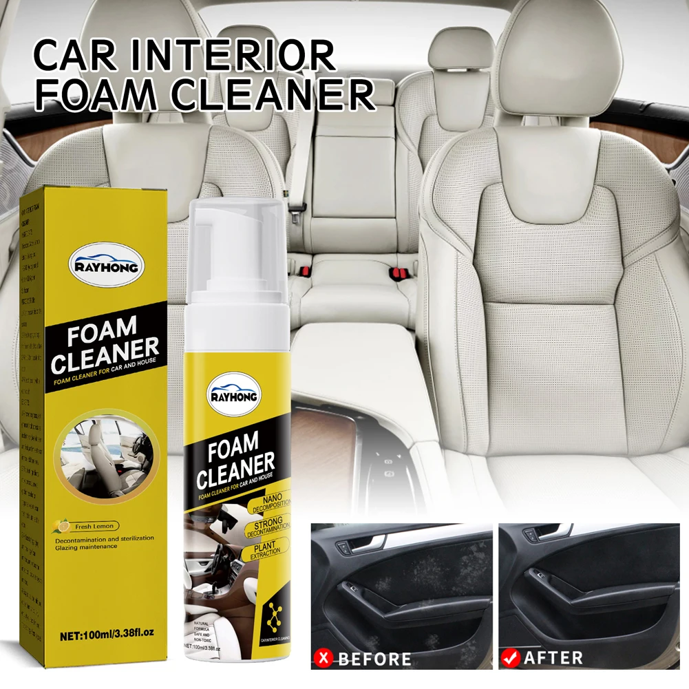 Spray Foam Cleaner Multi-Purpose Car Interior Foam Cleaner 100ML Powerful Decontamination Anti-aging Car Wash Maintenance