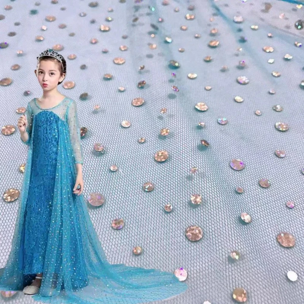 Circular Sequin Mesh Fabric Dress Stage Costume Fabrics Handmade Diy Accessories Fashion Cloth for Sewing Material By Meter