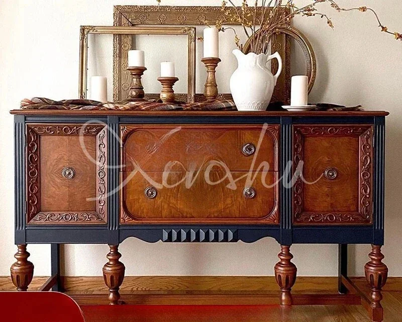 French contrasting sideboard small apartment solid wood entrance cabinet American restaurant storage tea cabinet