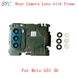 Back Rear Camera Lens Glass with Frame For Motorola Moto G51 5G Camera Lens Frame Repair Parts