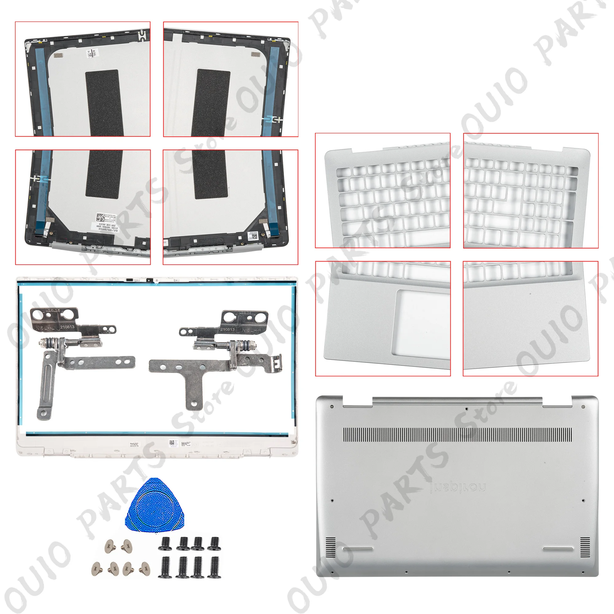 

Metal case For Inspiron 15 5590 5598 Back Cover/Front Frame/Palm rest/Bottom Cover/hinges Silver 039T35 39T35 WWD75 DV7T7