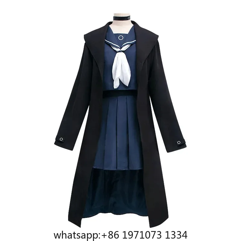 Prana Cosplay Anime Blue Archive Cosplay Costume Women Girl Prana Blue Dress wig Jk Suits Black Trench Halloween Costume