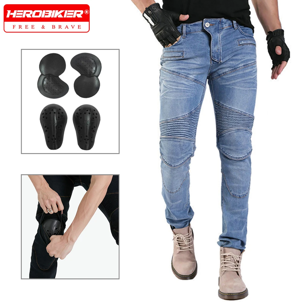 

Retro Motorcycle Pants Men Jeans Protective Gear Touring Motorbike Trousers Motocross Pants CE Protective Gear Stretch Jeans