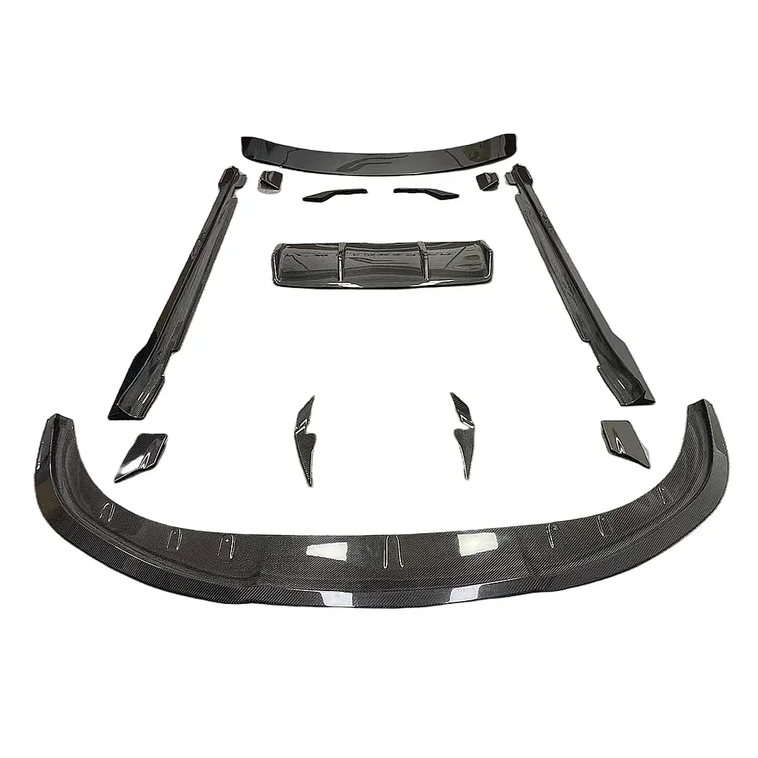 

For Taycan modified small envelop rz style carbon fiber front lip rear lip side skirt tail