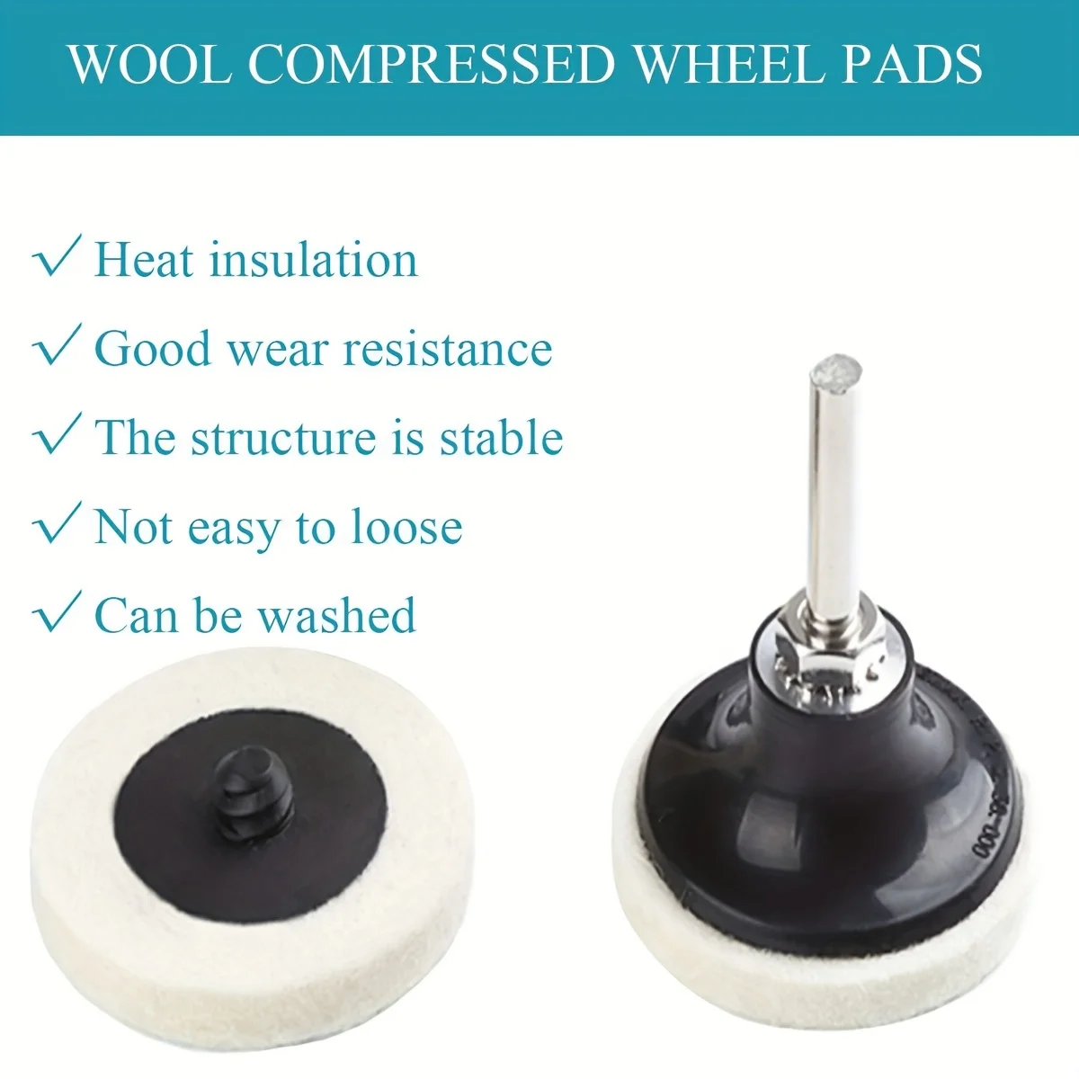 Wool Felt Glass polishing Pads R-Type 2" Compressed Wool Fabric Quick Change Disc Roll Lock Surface Polishing Buffing Pads Wheel