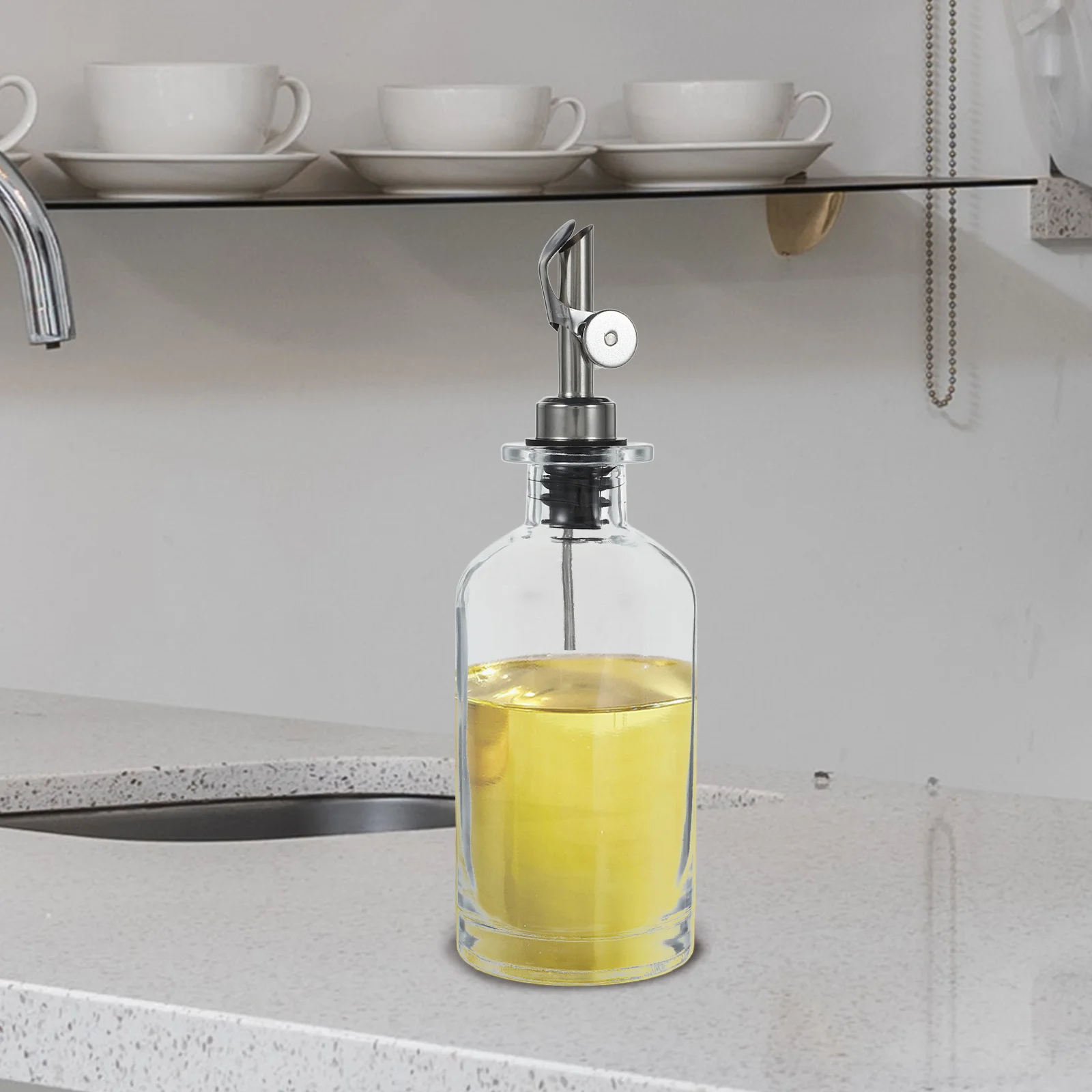 

2Pcs Glass Oil and Vinegar Dispenser Self-Controlled Kitchen Oil Container 350Ml Transparent Seasoning Bottle for Cooking Soy