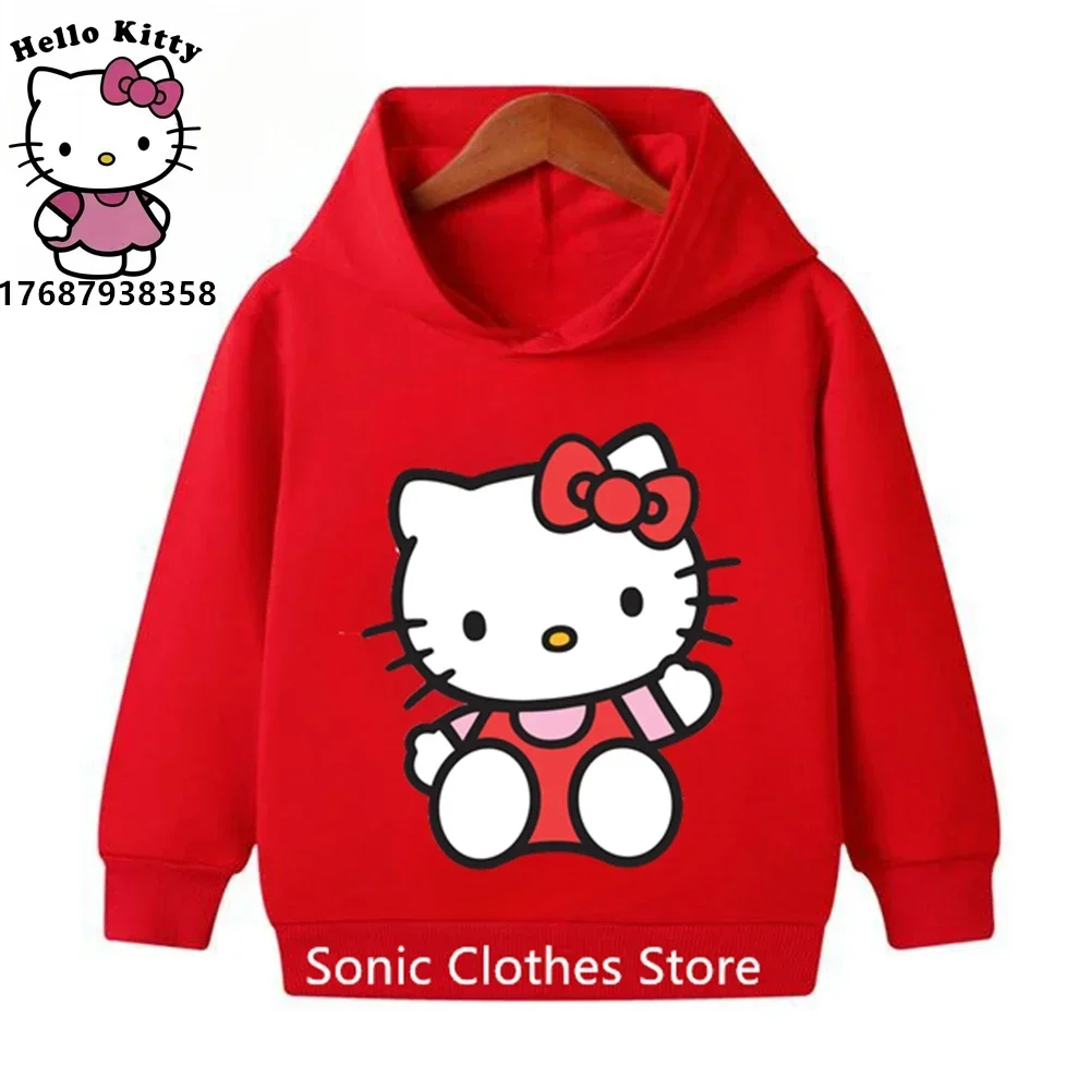 2024 New Cartoon Girls Hello Kitty Hoodies Kawaii Graphic Streetwear Fashion Funny Unisex Tops Anime Sweatshirts Female