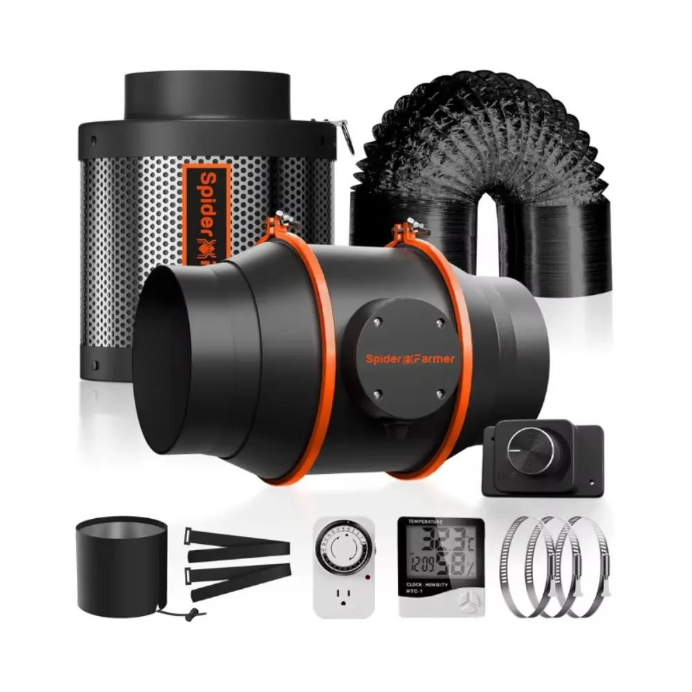 6 Inch Air Filtration Kit RJ12 Speed Controller EC Motor Ventilation System Grow Tent Exhaust Air Duct Fan Kit