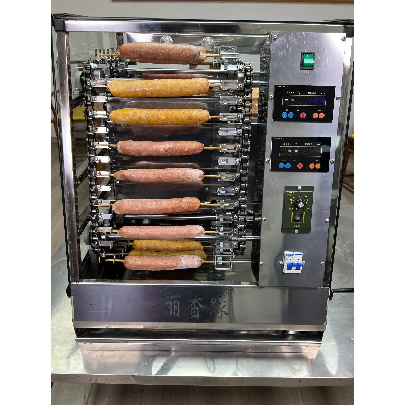 Commercial electric 360 ° rotary sausage grill, stainless steel hot dog roller for snack bars