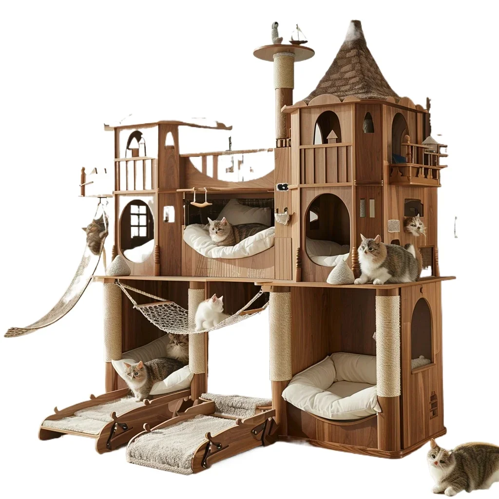 Nest Integrated Luxury Cat Villa Muppet Home Super Large Castle Solid Wood Cat Climbing Frame Cat