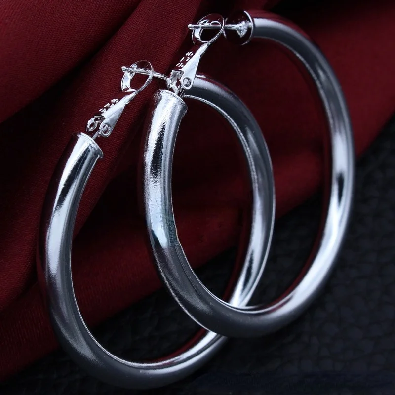 Special offer 925 Sterling Silver luxury 5CM Big hoop earrings for Women fashion party wedding designer Jewelry Christmas gifts