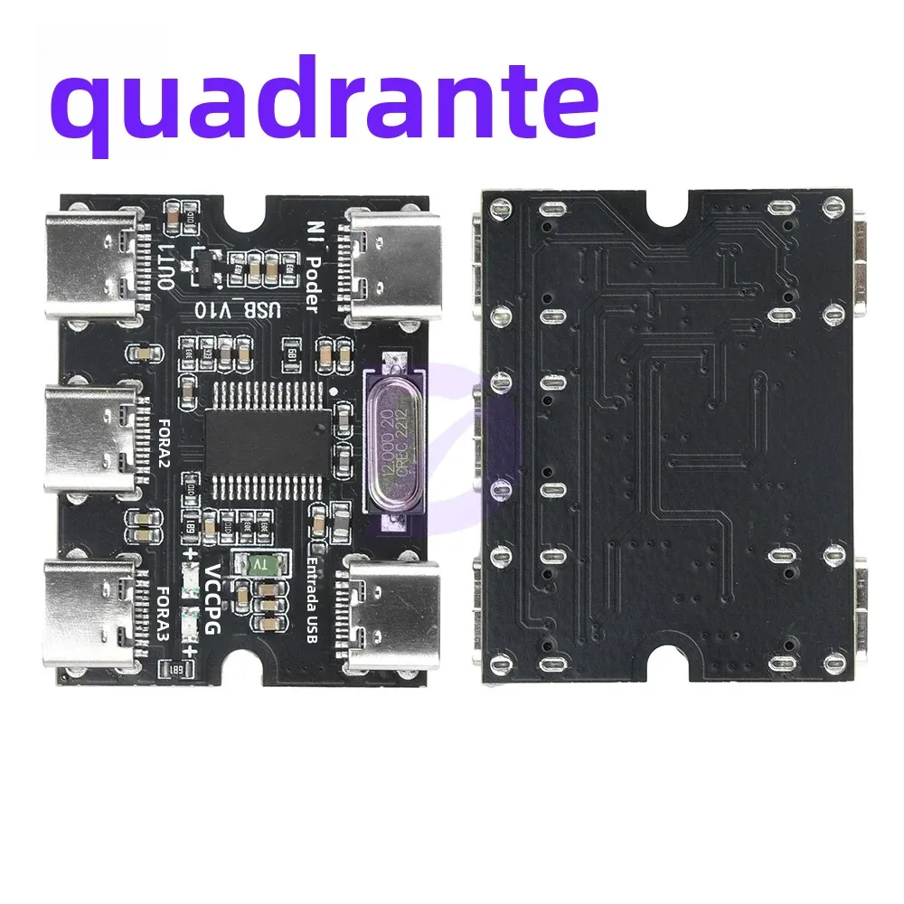 Hub de Expansão USB 1 Entrada 3 Saídas Módulo de Expansão com Interface de Alimentação Tipo C