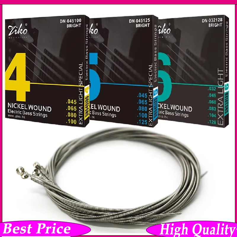 

Струны для бас-гитары ZIKO, 4/5/6 струн, никелированные, аксессуары и запчасти для бас-гитары