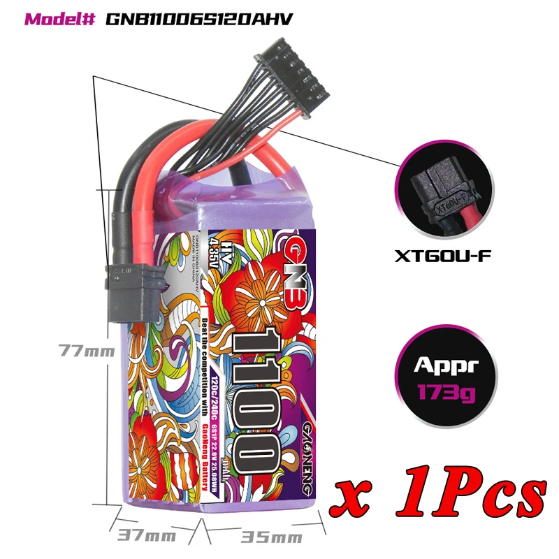 1/2Set GNB 4S 6S 1100/1300/1500/1850mAh 15.2V 22.8V 120C Met XT60 voor FPV Drone Helikopter Vliegtuig Oplaadbare Lipo Batterij
