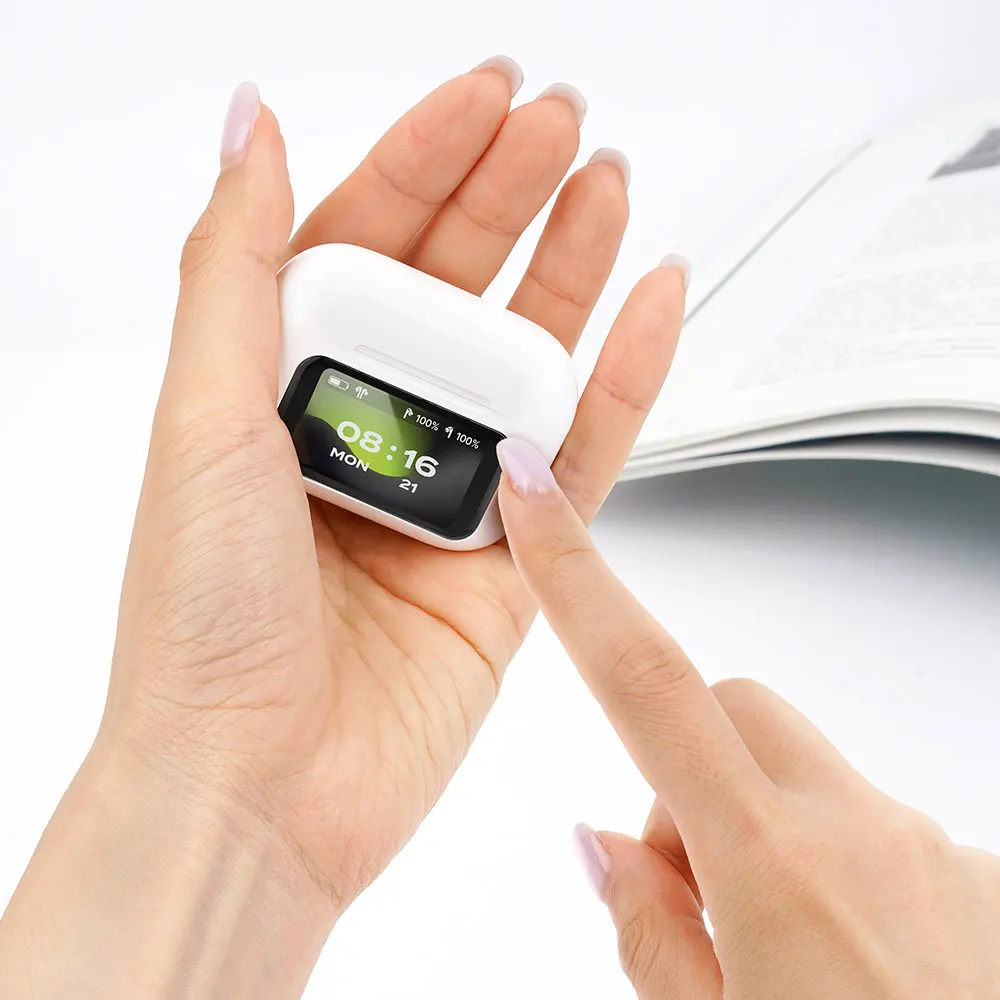 سماعات بلوتوث لاسلكية بشاشة لمس LED Anc (خاصية إلغاء الضوضاء/شاشة LCD/داخل الأذن/الاستماع إلى الموسيقى/التمرين)