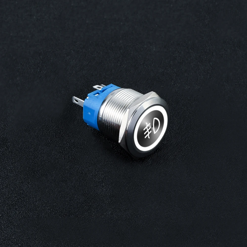 Fog Lamp LED Momentary Fixation Locking Waterproof 16MM 19MM 22MM Metal Push Button Switch 12V 24V Blue White Symbol Customized