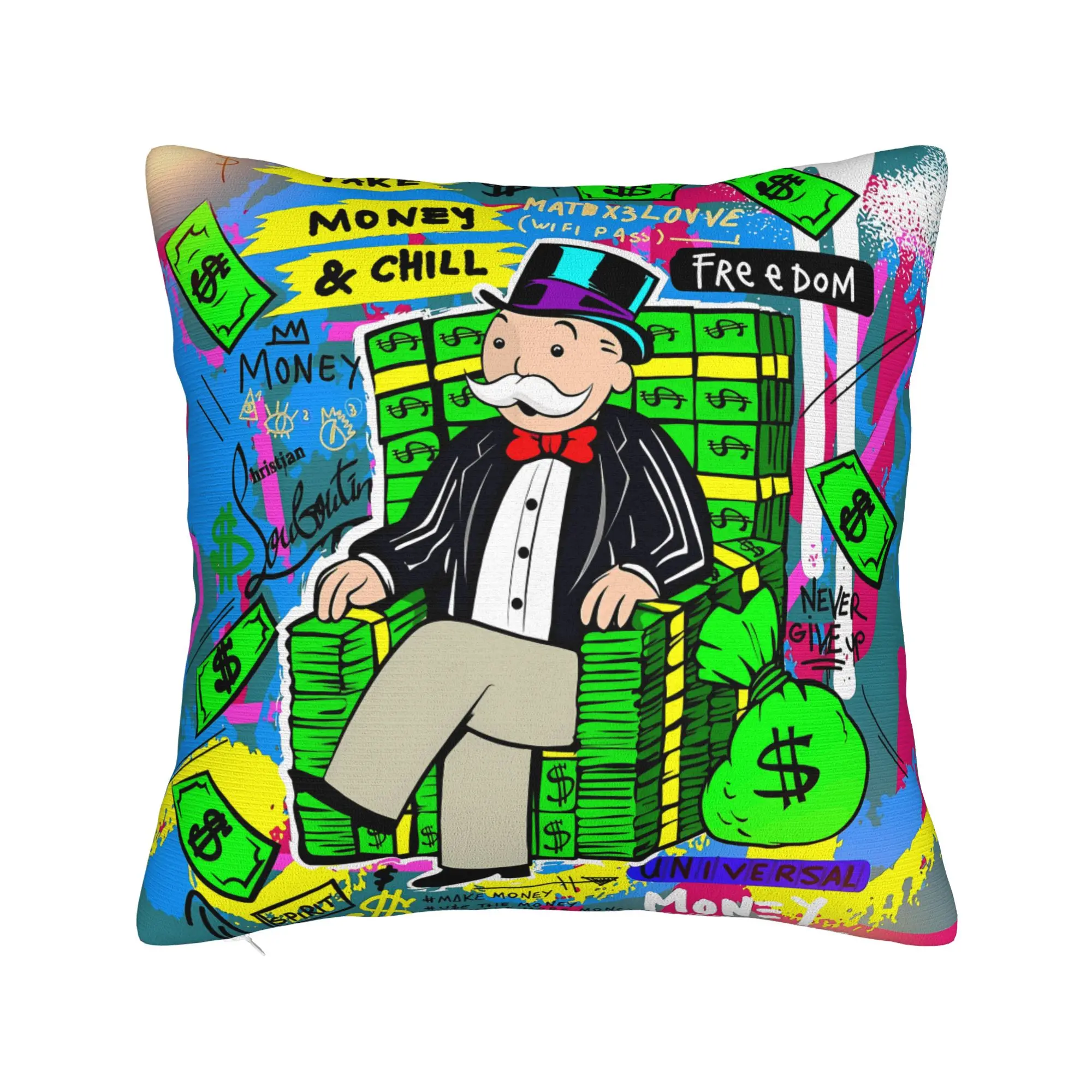 Monopolys Money Dance Pillow Cover  Comfy Cushion Cover Morden Pillow Case For Sofa Home Decor
