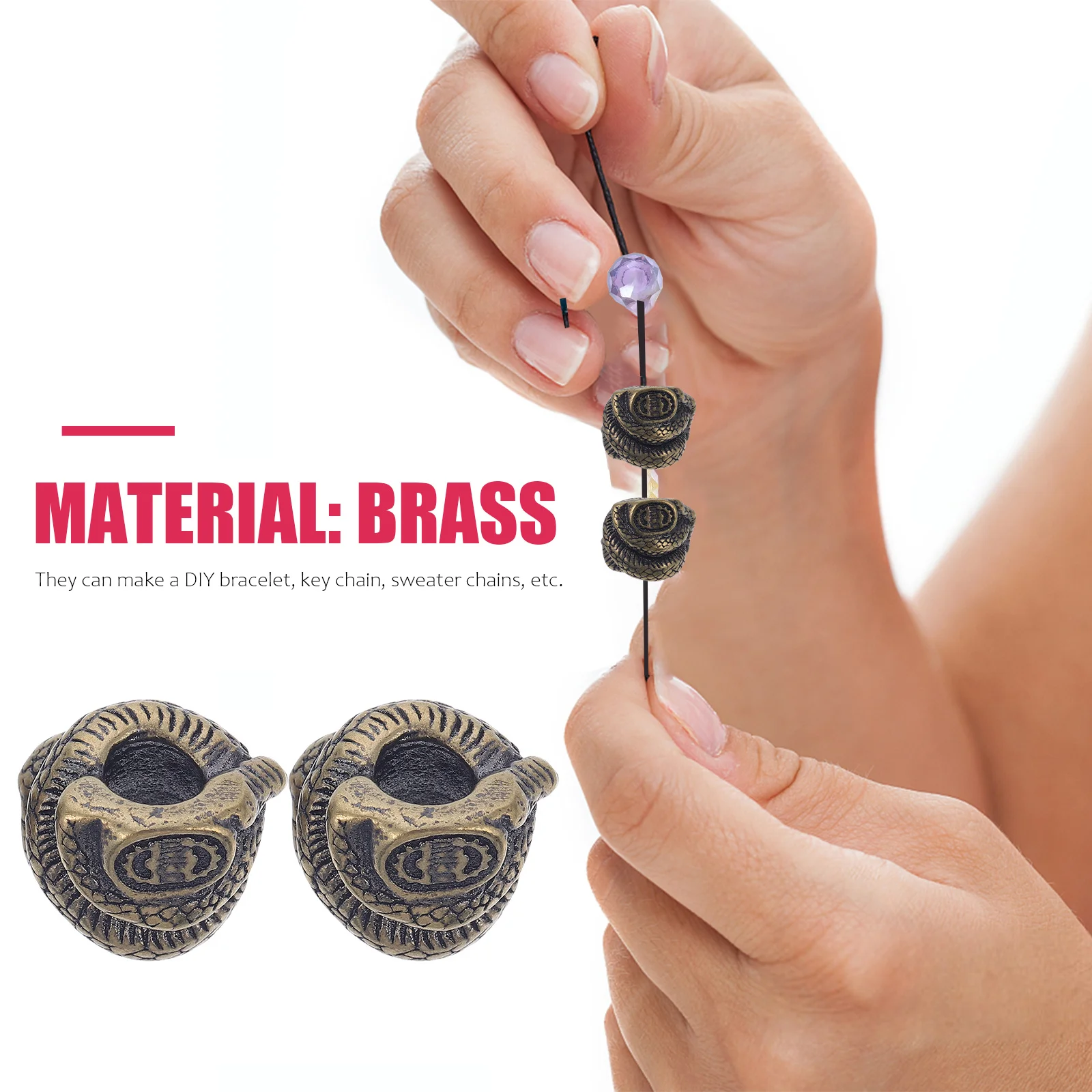 

2 pcs Brass Snake Pendant Diy Jewelry Making Supplies For Bracelet Keychain Necklace Decorative Charms, Jewelry Accessories,