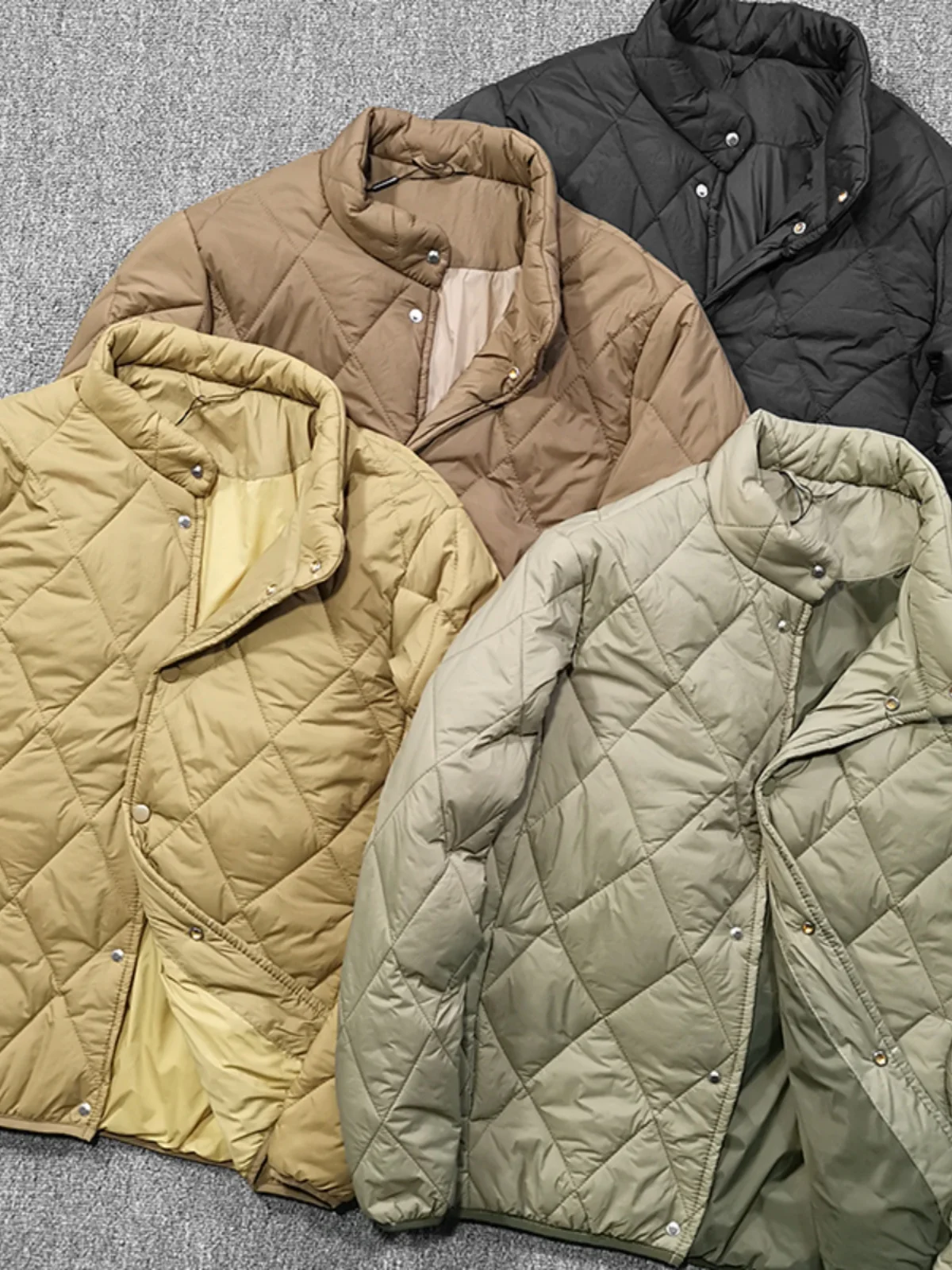 

Мужская легкая хлопковая стеганая куртка с воротником-стойкой, ромбовидной строчкой, водонепроницаемая, повседневная верхняя одежда