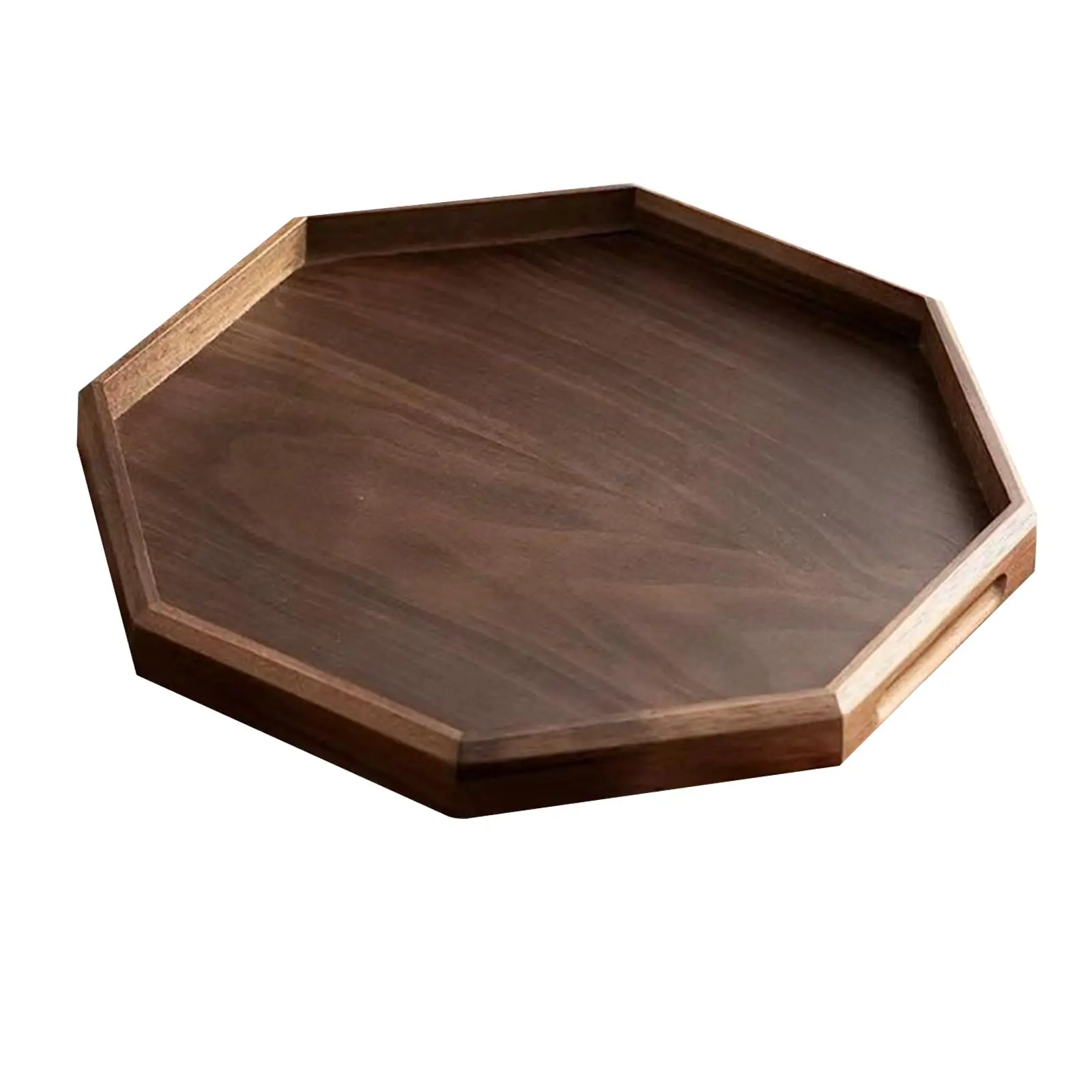 Plateau de service octogonal en bois, plat à légumes avec poignées, classique, décoratif pour dessert, fromage, fruits, plateau de charcuterie