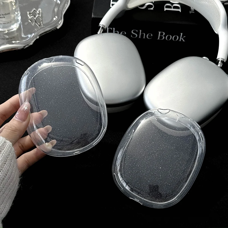 1Pair Headphone Case For Apple Airpods Max Protective Cover Glitter Sparkle Clear TPU Soft Earphone Case For Apple Airpods Max 2