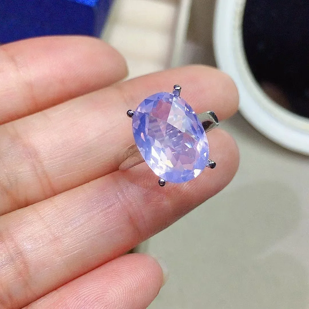 

Роскошное кольцо из серебра 925 пробы с натуральным аметистом 5 карат для вечеринки, серебряное кольцо с светло-фиолетовым аметистом 10 мм * 14 мм с 3 слоями позолотой 18 карат