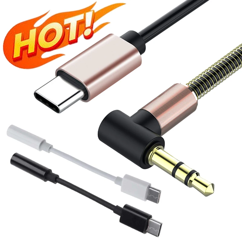 สายแปลงสัญญาณเสียง Type-C เป็นแจ็ค3.5มม. สาย AUX สำหรับหูฟังในรถยนต์ Huawei สายลำโพงสาย AUX สายอะแดปเตอร์ USB C