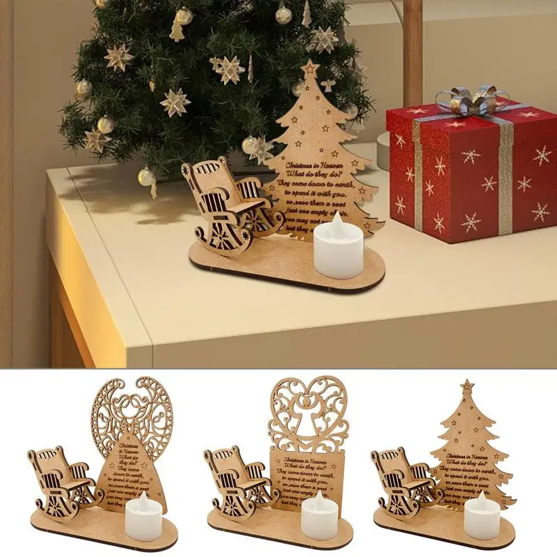 Christmas Wooden Ornaments DIY Holiday Lights Angel Rocking Chair Wooden Table Ornaments Christmas Decoration Accessories