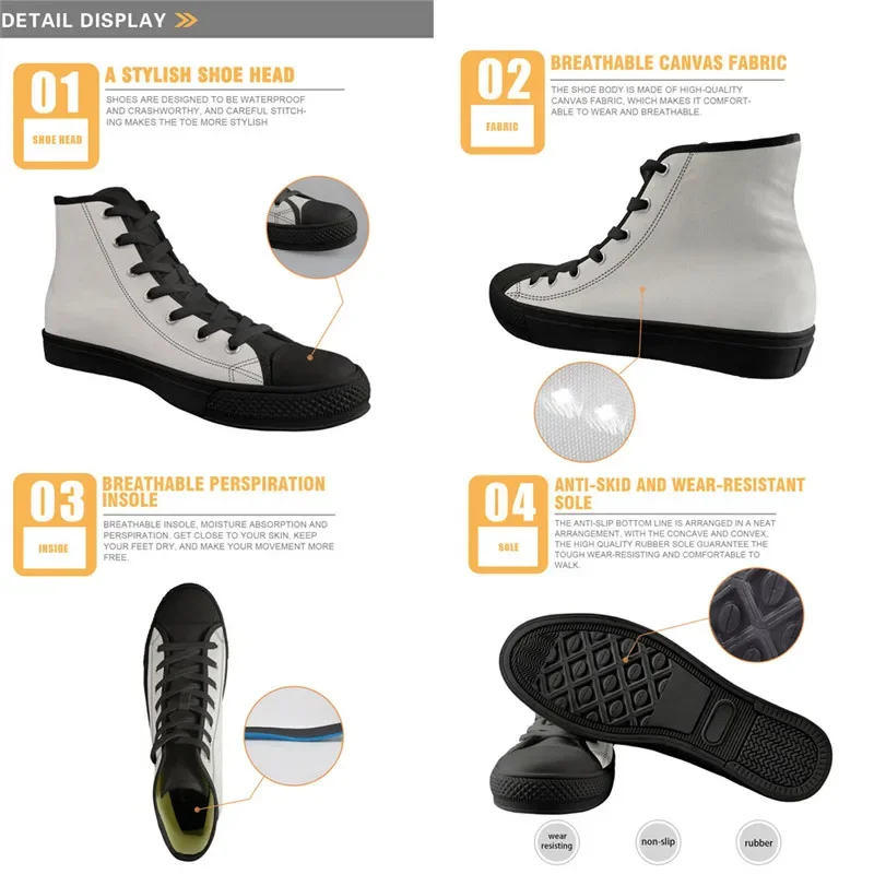 Casual Lace Up Sneakers for Ladies Music Notes Brand Design Classic High Top Canvas Footwear Vulcanized Flat Shoes