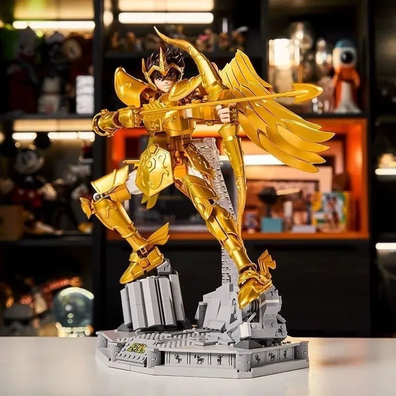 43CM Classic Cartoon Action Figure Saint Seiya Gold Archer Building Blocks Brick Toys Dolls Collectible Models Boys Girls Gift