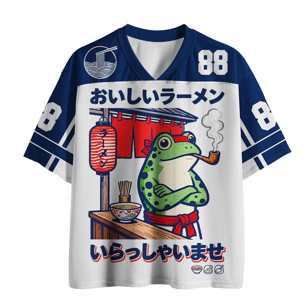 camiseta-casual-unissex-de-malha-estampada-com-estampa-de-sapo-japones-vintage-e-macarrao-lamian-gola-v-solta-e-manga-curta-estilo-streetwear