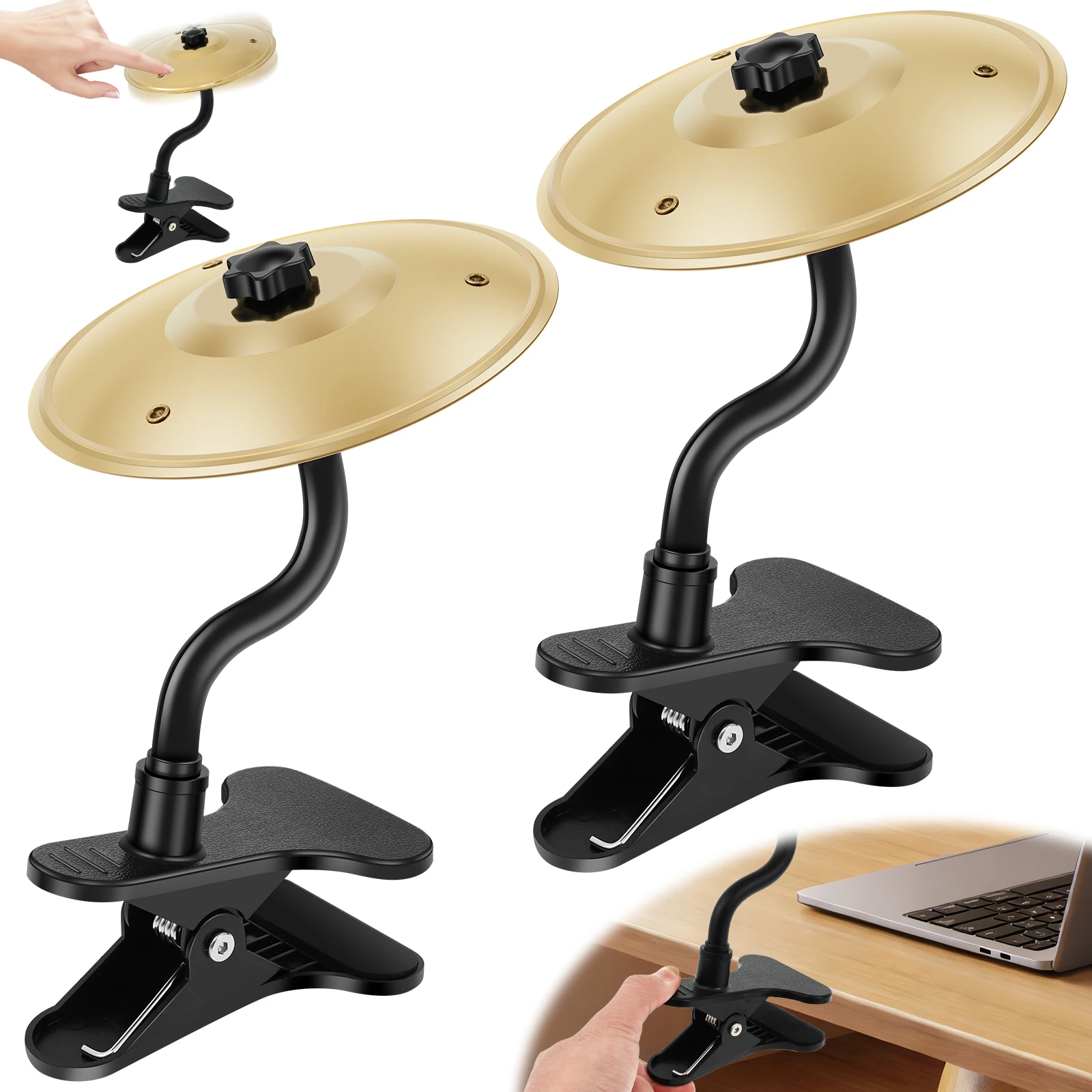 2PCS Clip-On Mini Air Vent Musical Drum, Alloy Saucer Car Crash Cymbal, Easy-Install Vehicle Crash Drums With Decorative Design