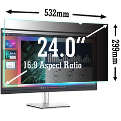 24Inch Breedbeeld 532Mm * 299Mm Anti Peep Anti Glare Privacy Filter Beschermende Film Voor Schermbescherming Computer Monitor