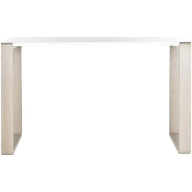 Mid Century Modern White and Dark Brown Console Table Perfect for A Living Room  Family Room  Den  Library or Study Tables