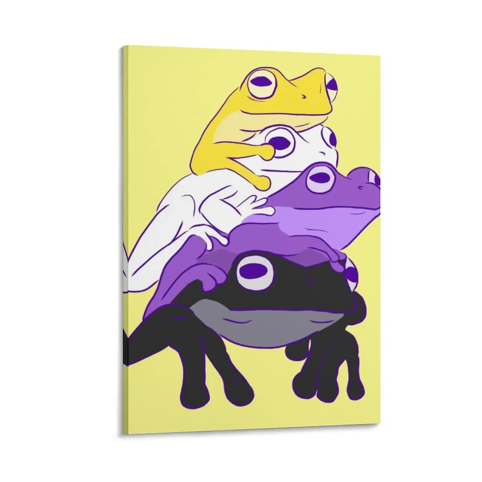 

Nonbinary Pride Frog Stack Canvas Painting poster mural Decorative painting for bedroom house decoration anime poster