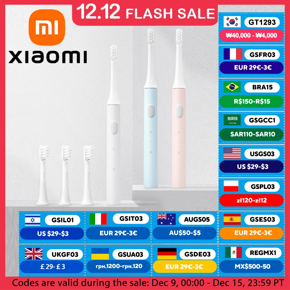 XIAOMI MIJIA Sonic Electric Toothbrush T100,battery life 30 day,16500RPM Vibration,USB Rechargeable IPX7 Waterproof Toothbrushes