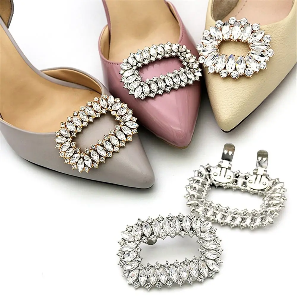 1PC Lady Shoe Clips Wedding Bride Shoes Decoration Women High Heel Charms Jewelry Shoes Rhinestones Crystal Decorations