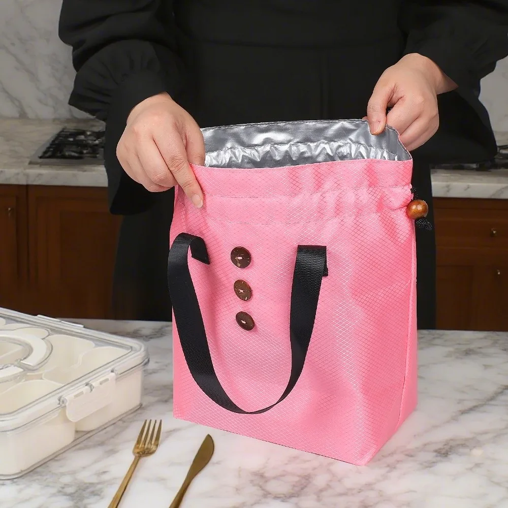 

Foil Insulation Drawstring Lunch Bag Thickened Large Capacity Picnic Bag Meal Storage Waterproof Insulated Meal Bag Picnic