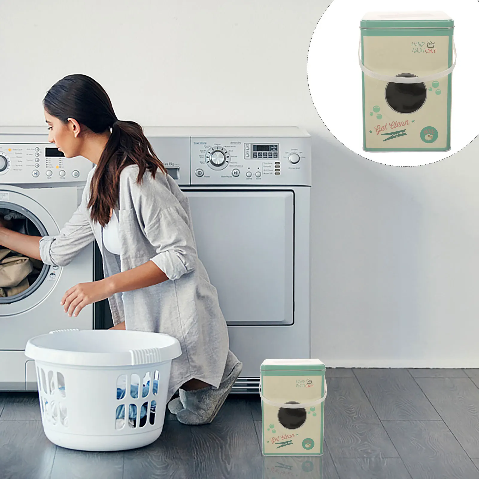 

Laundry Powder Container Large Capacity Storage Bucket Detergent Beads Snacks Organization Boxes Iron Plastic Sturdy Space