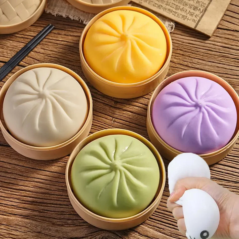 

Squeezy Dumplings Squishy Steamed Bun Toy Stress Relief Fidget Toy Slow Rebound Soft TPR for Kids Adults Dough Ball Unique Gifts