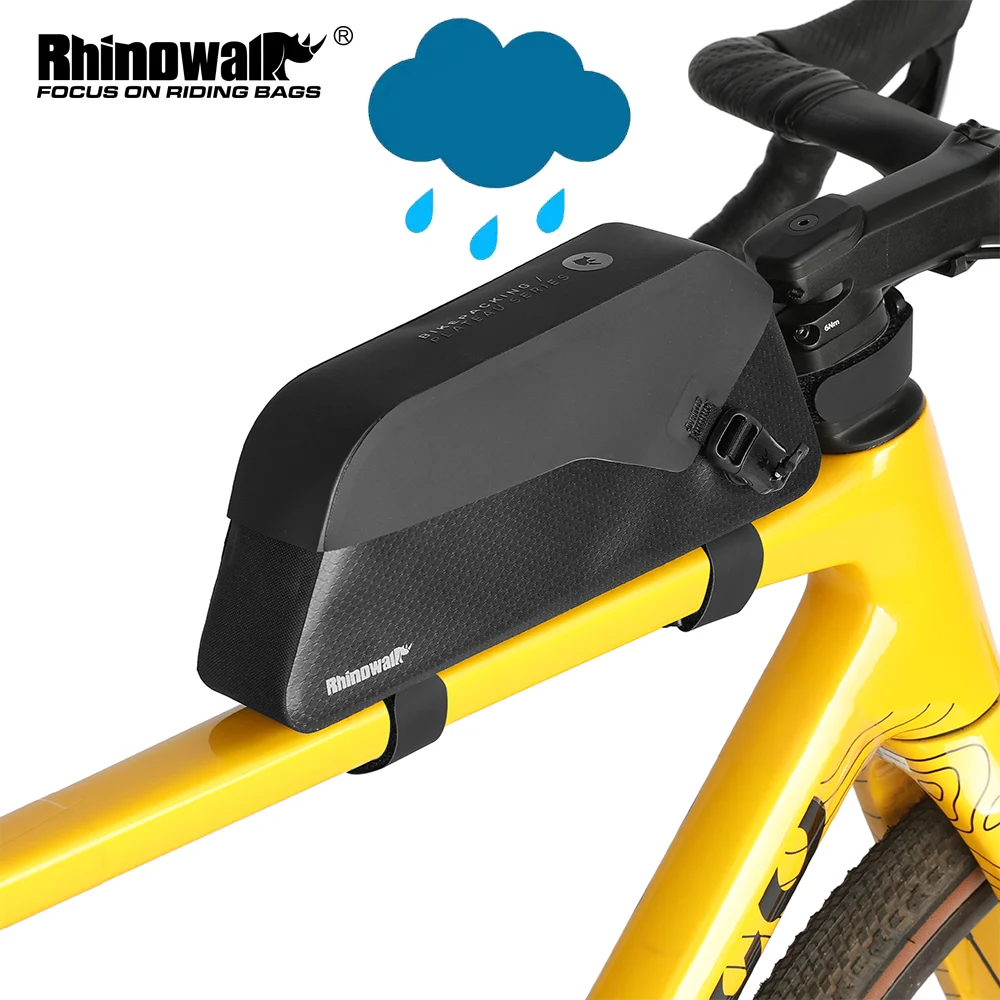 Rhinowalk Bike Top Tube Bag 100%Rainproof Dry Magnetic Snap Fastener Cycling Front Frame Bag With Strap Or Screw Install