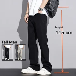 Spring Autumn Tall Men 190CM Guy Extra Long 115CM Lengthen Jeans Black Vintage Loose Straight Trousers Cowboy Male Denim Pants