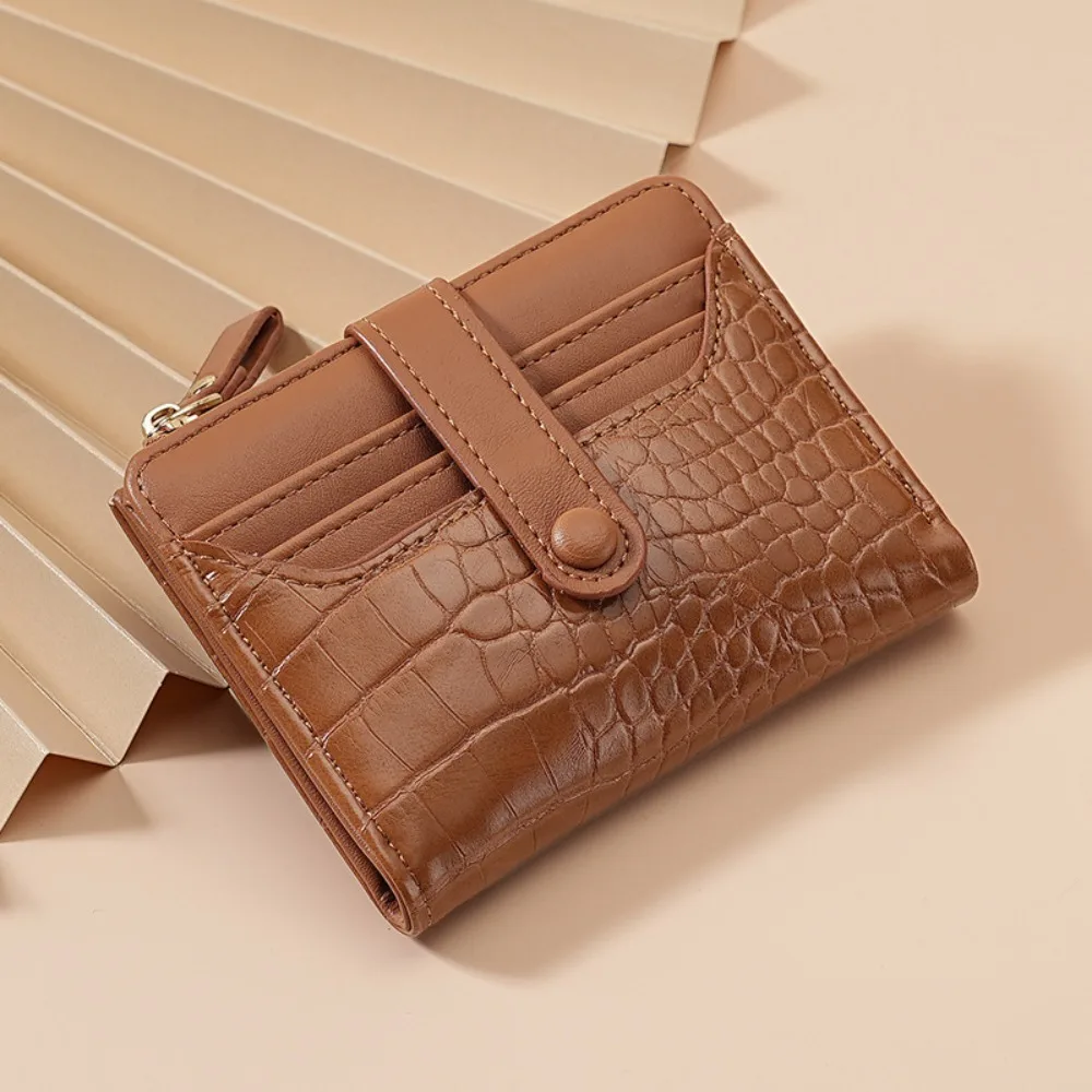 Multi-card Slots Women Short Wallet Fashion Leather Solid Color