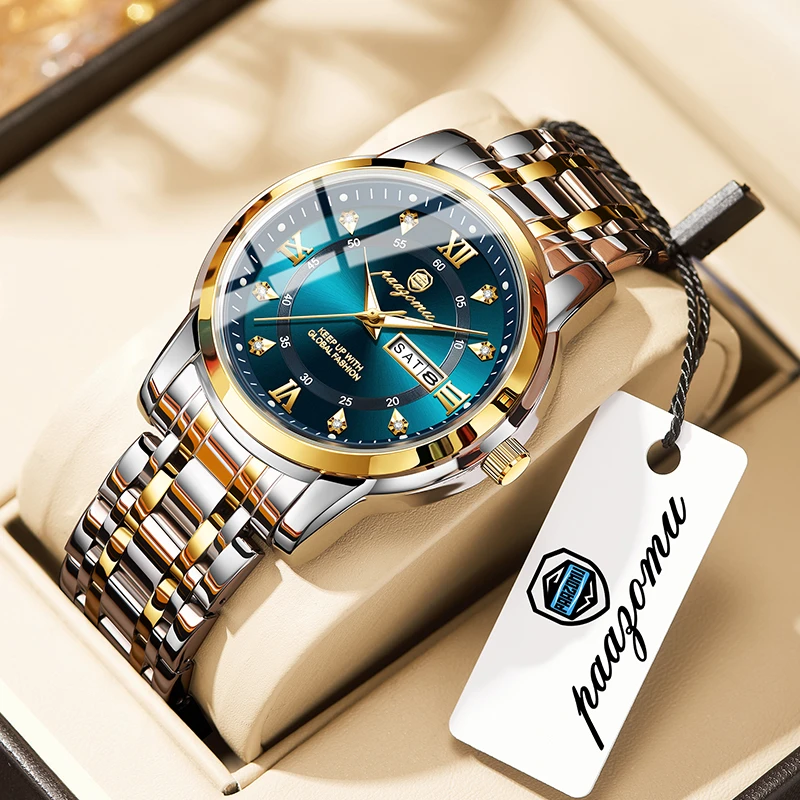 Relojes de pulsera de cuarzo con movimiento de negocios informal, reloj de lujo con diamantes dorados para hombre, Relojes automáticos, regalos para hombre